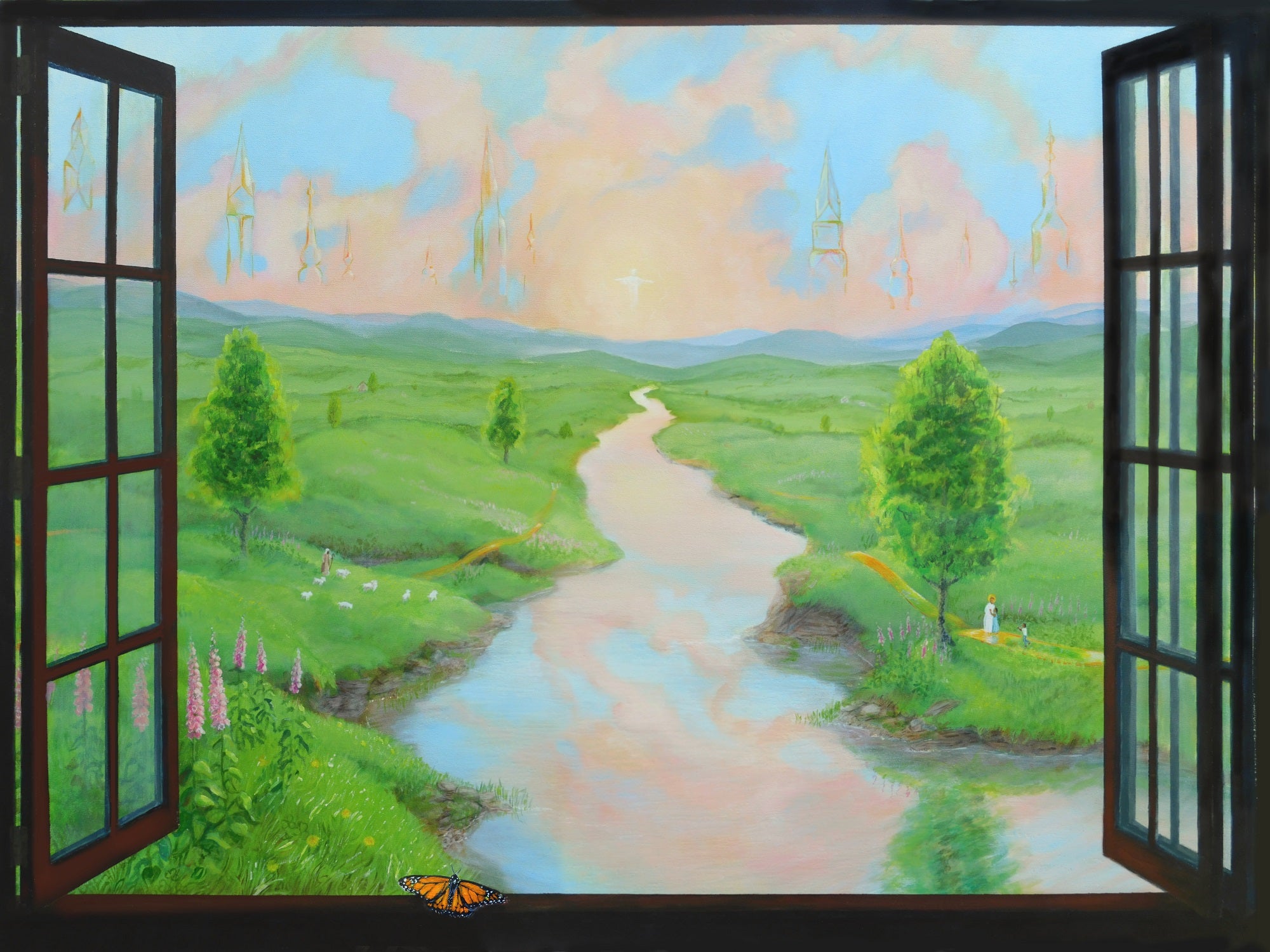 A Painting of A Window Into Heaven