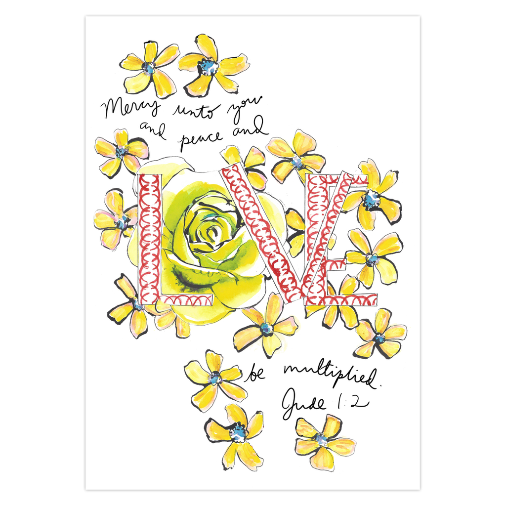 "Mercy and Peace and LOVE" Art Greeting Card