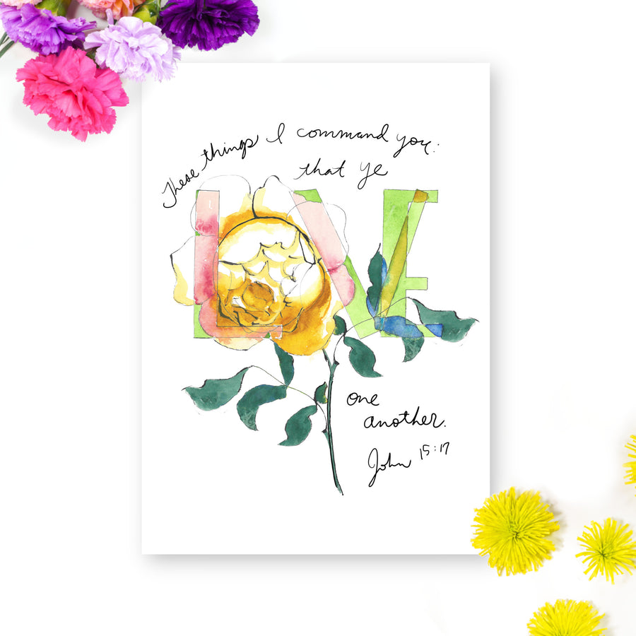 "LOVE One Another" Art Greeting Card