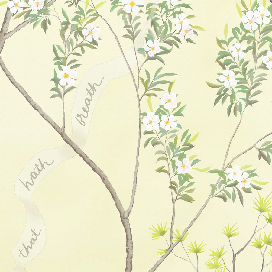 Detail from "Praise Ye the LORD Chinoiserie" - Tabletop Print in Cool Cream