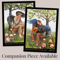 Thumbnail for A Modern Angel Playing Music in a Rose Garden - Fine Art Poster