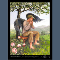 Thumbnail for A Modern Angel Playing Music in a Rose Garden - Fine Art Poster
