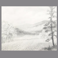 Thumbnail for Three Wooden Crosses - A Three-Panel Original Pencil Drawing - Landscape Painting with a Christian Theme