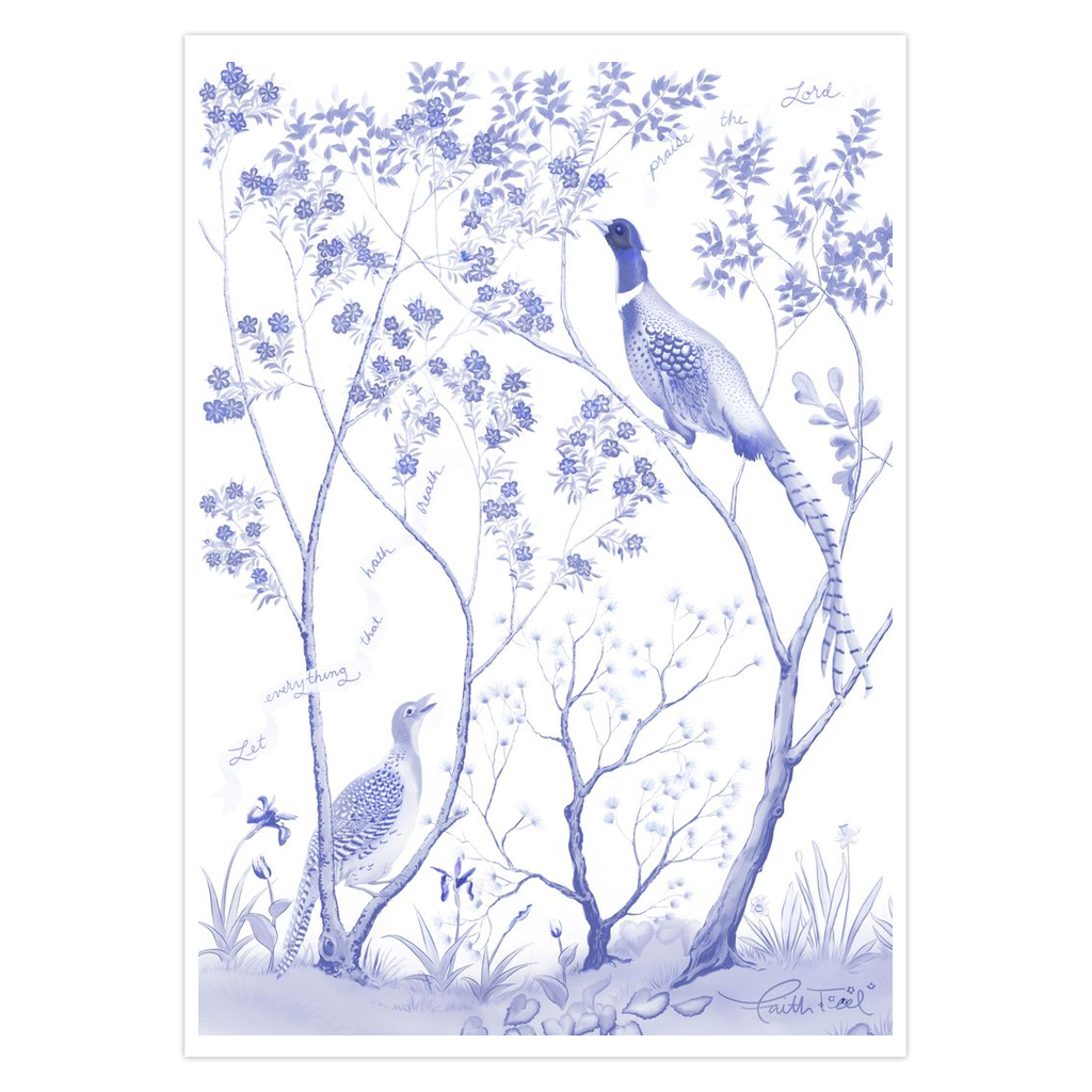 "Praise the LORD" Art Greeting Card in Blue