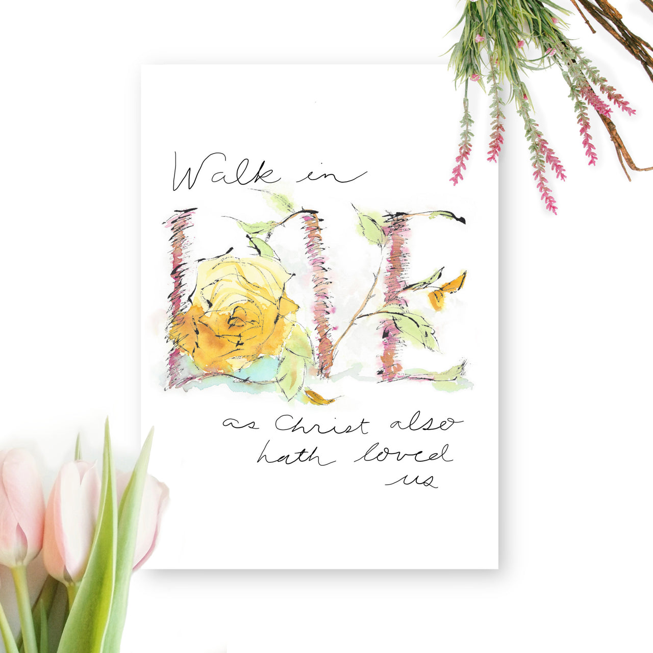 "Walk in LOVE" Art Greeting Card