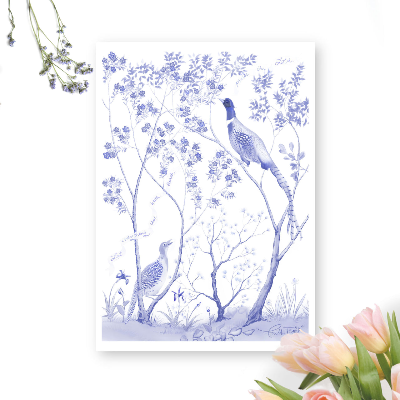 "Praise the LORD" Art Greeting Card in Blue