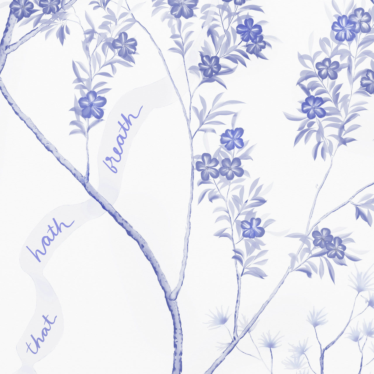 Detail from "Praise Ye the LORD Chinoiserie" - Tabletop Print in Dutch Blue