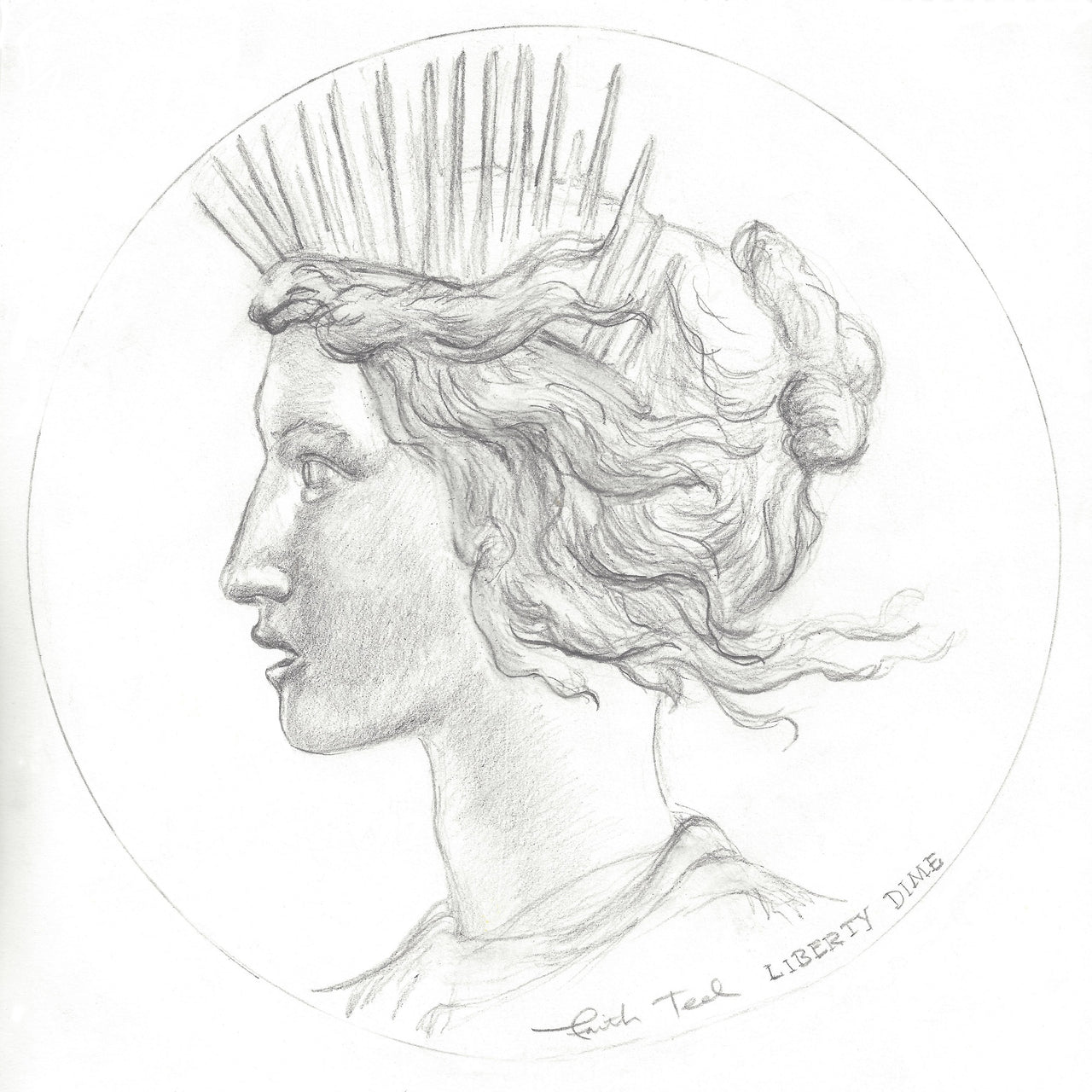 Head of Liberty - Original Pencil Drawing