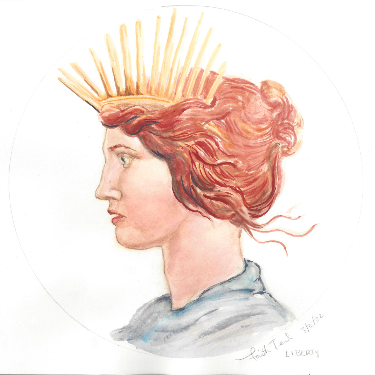 Head of Liberty - Original Watercolor